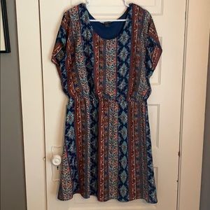 Blue/Red floral short sleeved dress Plus Size 3X